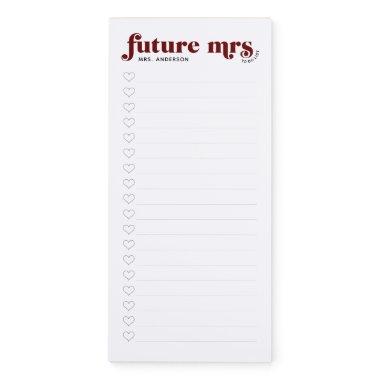 Burgundy Future Mrs To Do List w Hearts Checkboxes Magnetic Notepad