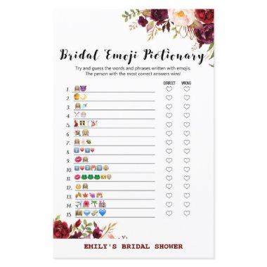 Burgundy Garden Bridal Shower Game PRINTED