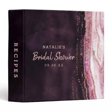 Burgundy Geode Agate Bridal Shower Recipe Invitations 3 Ring Binder