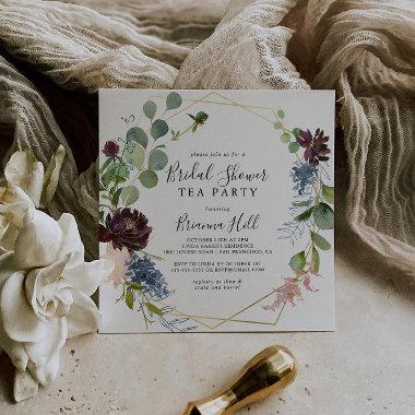 Burgundy Gold Geometric  Tea Party