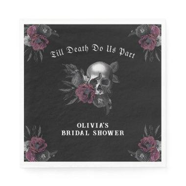 Burgundy Gothic Florals Skull  Napkins