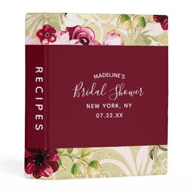 Burgundy Green & Pink  Recipe  Mini Binder
