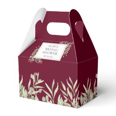 Burgundy Greenery Bridal Shower Favor Box