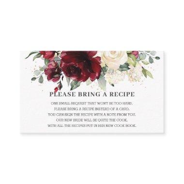 Burgundy Ivory Floral Bridal Shower Bring Recipe  Enclosure Invitations