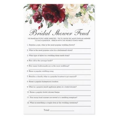 Burgundy Ivory Floral Bridal Shower Feud Game