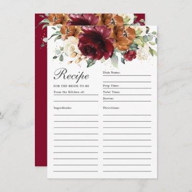 Burgundy Ivory Roses Floral Recipe For Bride Invitations