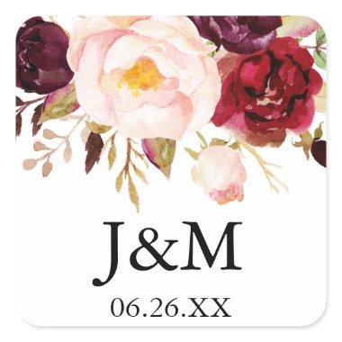 Burgundy Marsala Envelope Seals - Favor Stickers
