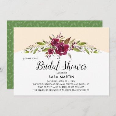 Burgundy Marsala Floral and Greenery | Bridal Show Invitations