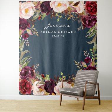 Burgundy Marsala Floral  Backdrop