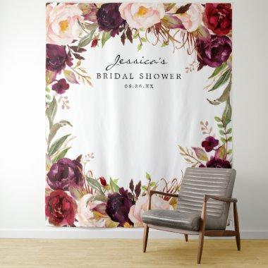 Burgundy Marsala Floral Bridal Shower Backdrop