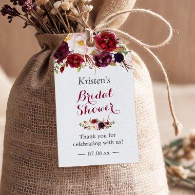 Burgundy Marsala Floral Chic  Favor Gift Tags