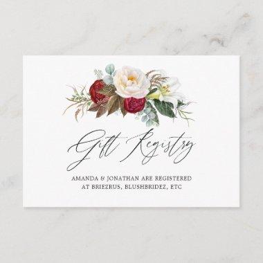 Burgundy - Marsala Floral Wedding Gift Registry Enclosure Invitations