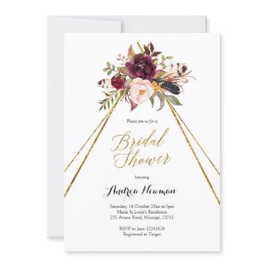 burgundy marsala teepee bridal shower Invitations