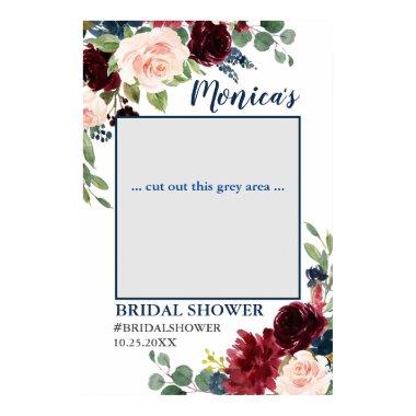 Burgundy Navy Blue Blush Bridal Shower Photo Prop Poster