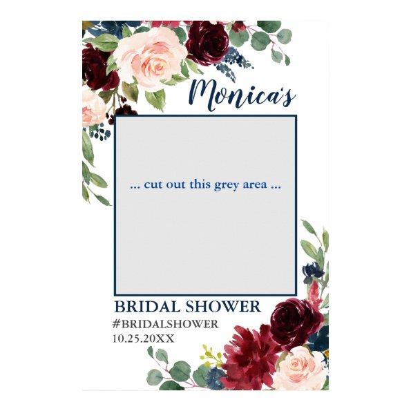 Burgundy Navy Blue Blush Bridal Shower Photo Prop Poster