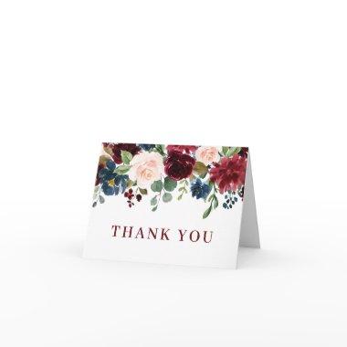 Burgundy Navy Blue Blush Floral Boho Thank You