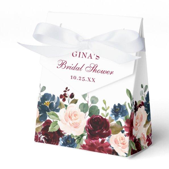 Burgundy Navy Blue Blush Floral Bridal Shower Favo Favor Box