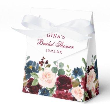 Burgundy Navy Blue Blush Floral Bridal Shower Favo Favor Boxes