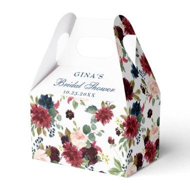 Burgundy Navy Blue Blush Floral  Favor Boxes