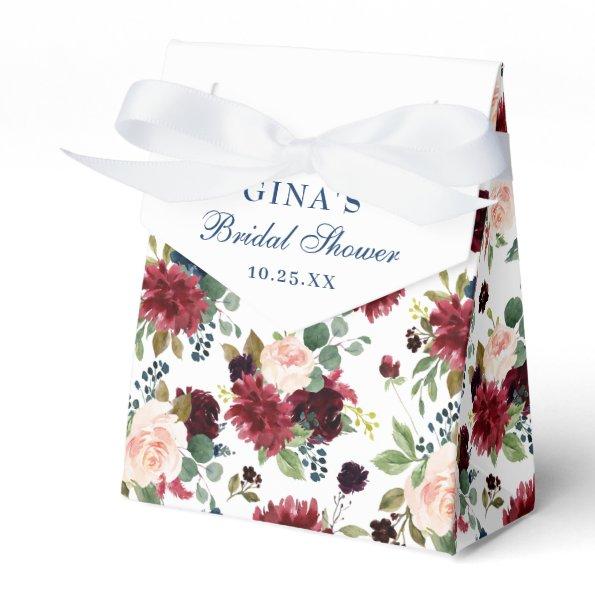 Burgundy Navy Blue Blush Floral  Favor Boxes