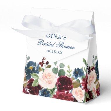 Burgundy Navy Blue Blush Floral Bridal Shower Favor Boxes