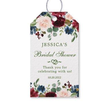Burgundy Navy Blue Blush Floral  Gift Tags