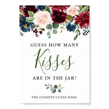 Burgundy Navy Blue Blush Floral Watercolor Poster