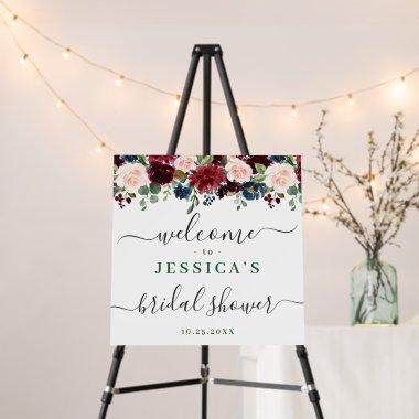Burgundy Navy Blue Blush Flowers  Foam Board