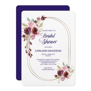 Burgundy Navy Blue Roses Floral
