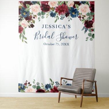 Burgundy Navy Blush Bridal Shower Photo Backdrop