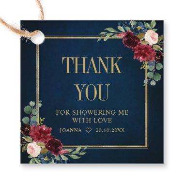 Burgundy Navy Blush Bridal Shower Thank You Favor Tags