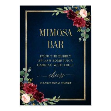 Burgundy Navy Blush Floral Gold Mimosa Bar Poster