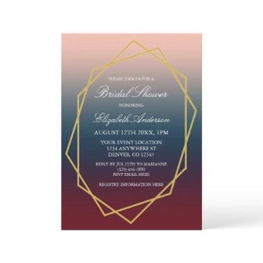 Burgundy Navy Blush Ombre Geometric