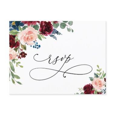 Burgundy Navy Eucalyptus Roses Wedding RSVP PostInvitations