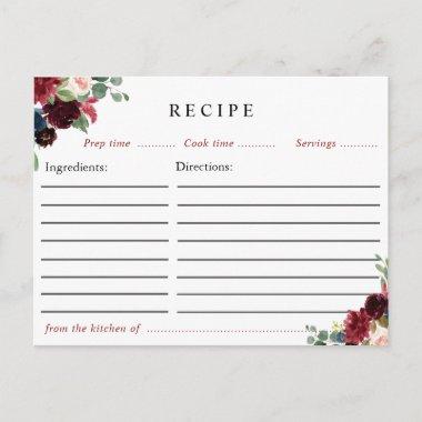 burgundy navy floral recipe Invitations