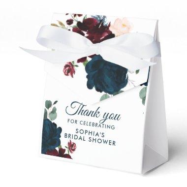 Burgundy & Navy Flowers Rustic  Favor Boxes