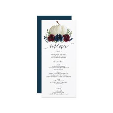 Burgundy Navy Pumpkin Fall Wedding Menu