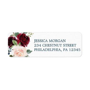 Burgundy Navy Return Address Label