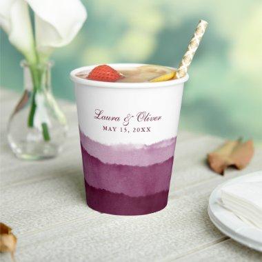 Burgundy Ombre Watercolor Wedding | Shower Paper Paper Cups