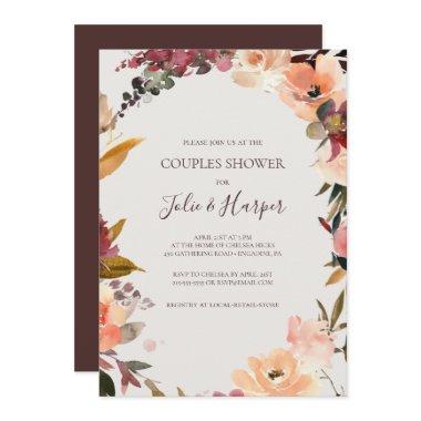 Burgundy Orange Floral | Beige Couples Shower