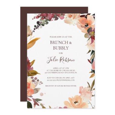 Burgundy Orange Floral Brunch and Bubbly Shower