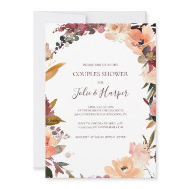 Burgundy Orange Floral Couples Shower