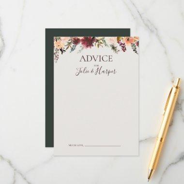 Burgundy Orange Floral | Green Wedding Advice Card