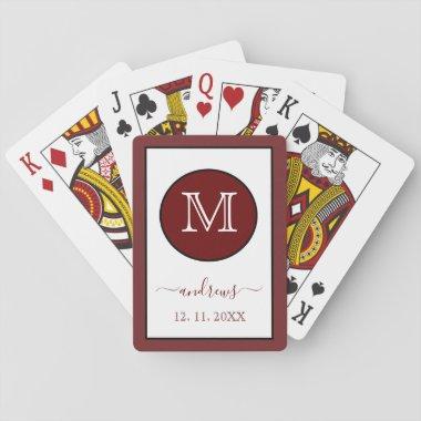 Burgundy Personalized Monogram and Name Playing C Playing Invitations