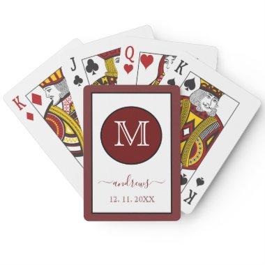 Burgundy Personalized Monogram and Name Playing C Poker