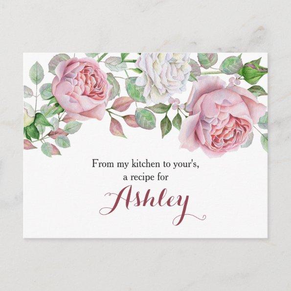 Burgundy Pink Country Rose Floral Recipe Invitations