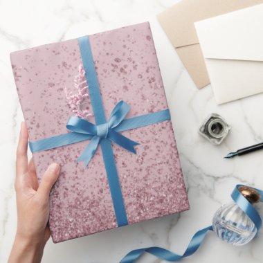 Burgundy Pink Faux Glitter Wrapping Paper