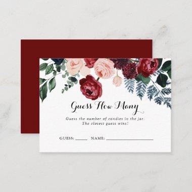 Burgundy Pink Navy Floral Guess How Many Game Invitations