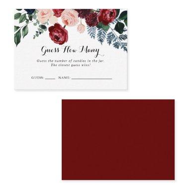 Burgundy Pink Navy Floral Guess How Many Game Invitations