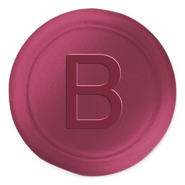 Burgundy Pink Single Letter Wax Seal Look Sticker